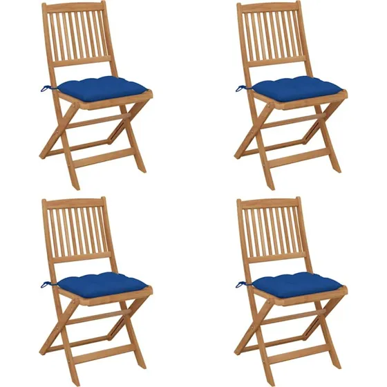 vidaXL foldbare havestole 4 stk. med hynder akacietræ