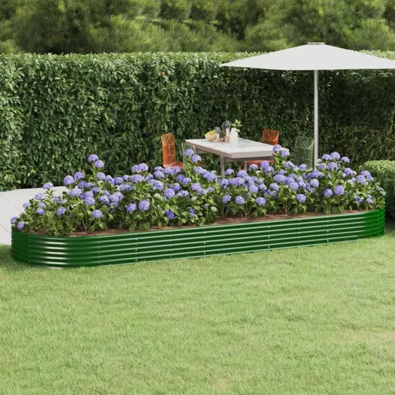 vidaXL Plantekasse 450x140x36 cm galvaniseret stål grøn