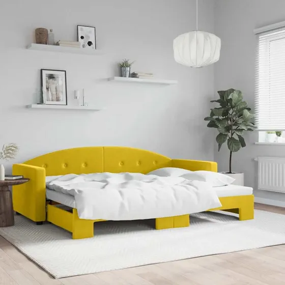 vidaXL Daybed med udtræk 80x200 cm, velour gul