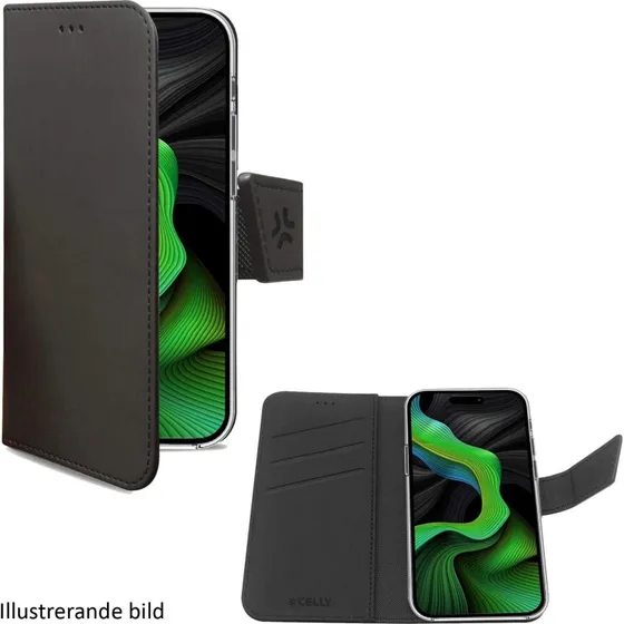 Celly Wally Wallet Case iPhone 16 Pro, Sort