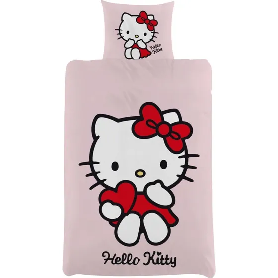 Hello Kitty Sengetøj 140x200 cm - 100% Bomuld - Lyserød