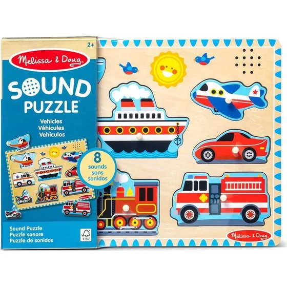 Melissa & Doug Puslespil med Lyd, Køretøjer (8 brikker)