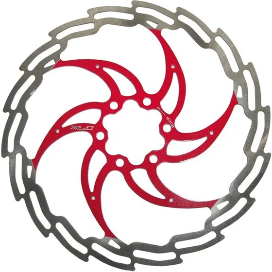 XLC BR-X02 6-bolt skive 180 mm, sølv/rød
