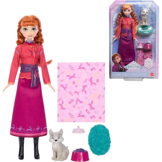 Disney Frozen Anna + Baby Ræv - Dukkesæt med plejeaccessories