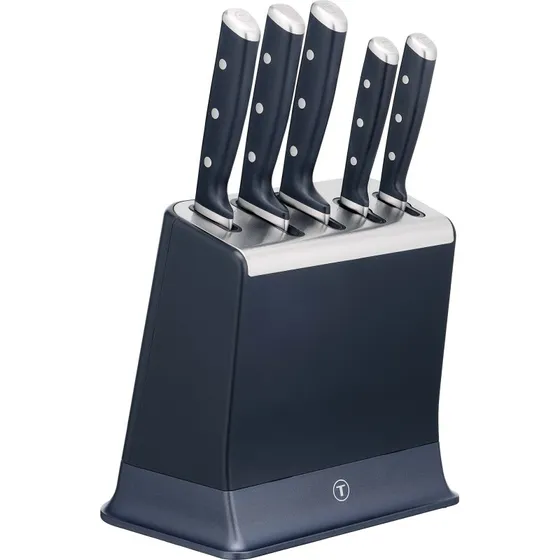 Tefal EverSharp Pro Knivblok, mørkeblå, 5 dele