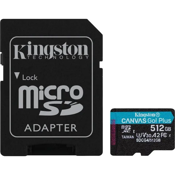 Kingston Canvas Go Plus 512 GB MicroSD, 200 MB/s, med SD-adapter