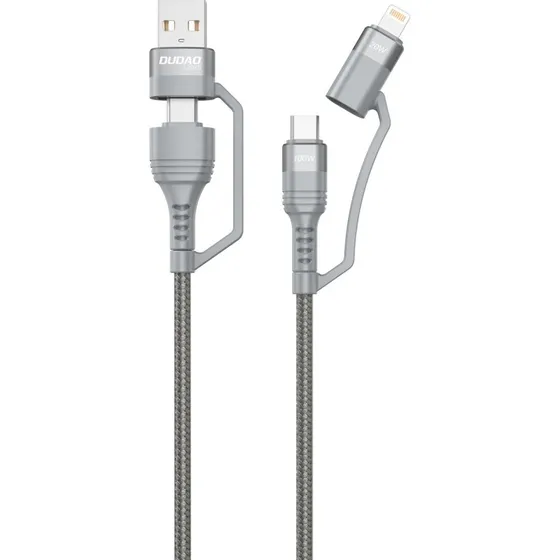 Dudao L20xs 4-in-1 USB-C/USB-A til Lightning/USB-C kabel 1m grå