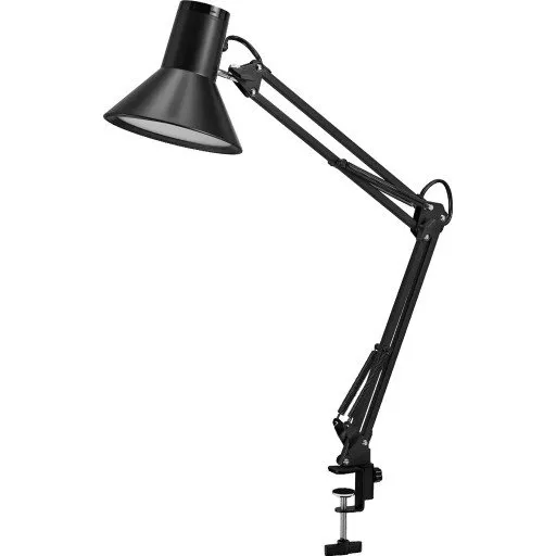 Osram Retro Clip klemmelampe, sort, lang arm, trinløs dæmpning