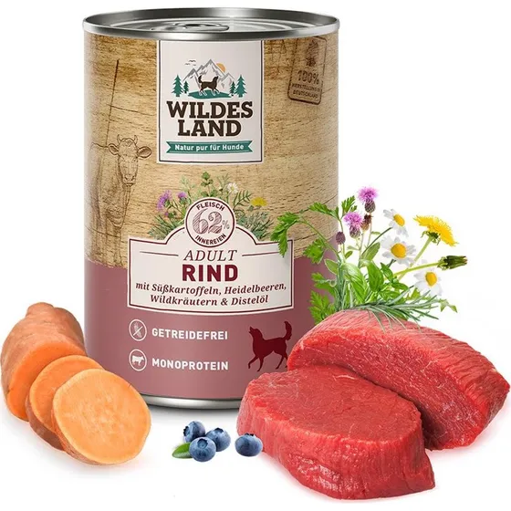 Wildes Land Classic Oksekød Dåsemad til Hunde, 400g