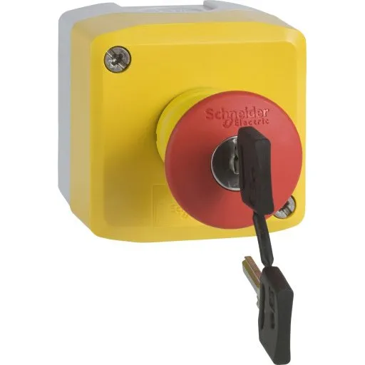 Schneider Electric XALK188F Nødstopbox GUL 2NC Ø40 med nøgle