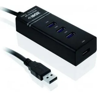 iBox IUH3FB USB 3.2 Gen 1 4-port USB-hub, sort
