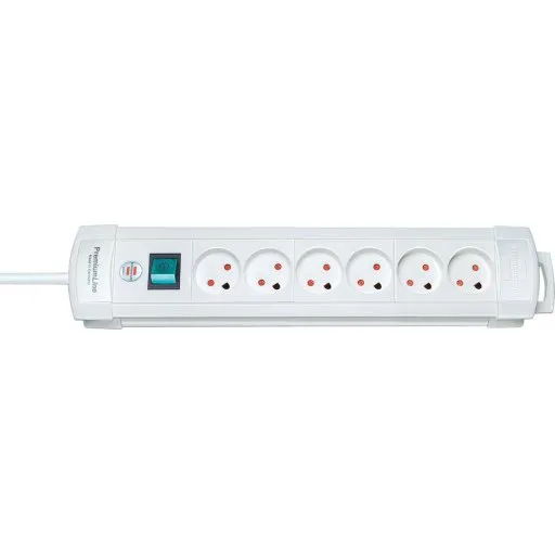 Premium-Line 6-stikdåse med jord, 3 m, hvid