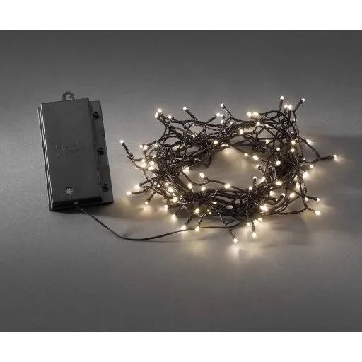 Konstsmide 6 stk udendørs lyskæde, 120 varm hvide LED, 11,9 m, batteridrevet