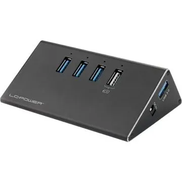 LC Power LC-HUB-ALU-2B-4 - 4-port USB 3.0-hub, sort