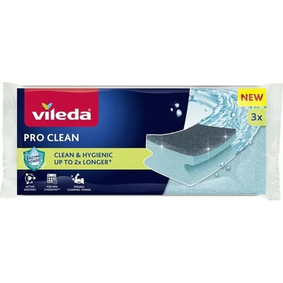 Vileda Pro Clean Enzyme Svamp 3 stk. grå/blå