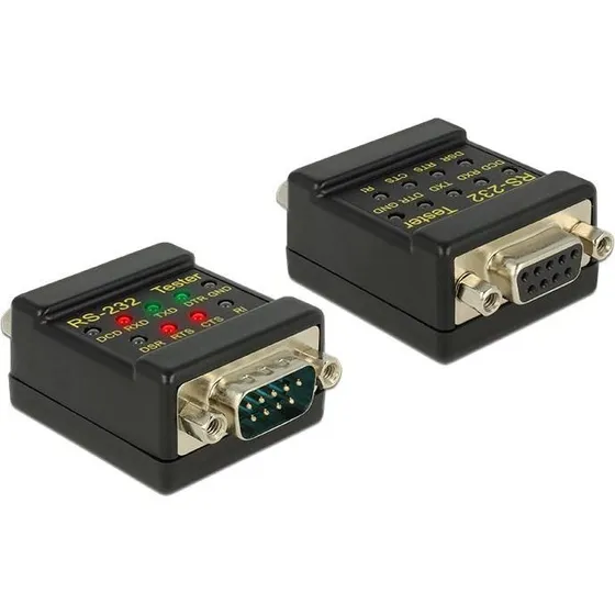 DeLöck RS-232 Tester DB9 hun til DB9 han, sort