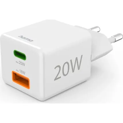 Hama 00201991 1x USB-C Mini Oplader, Hvid