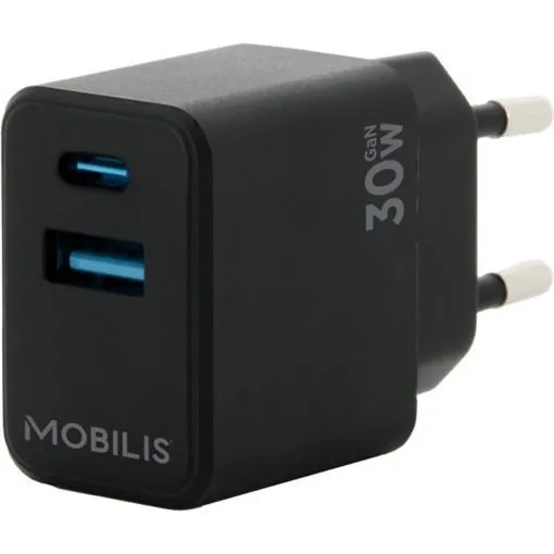 Mobilis Adapter 30W USB-C & USB-A, sort