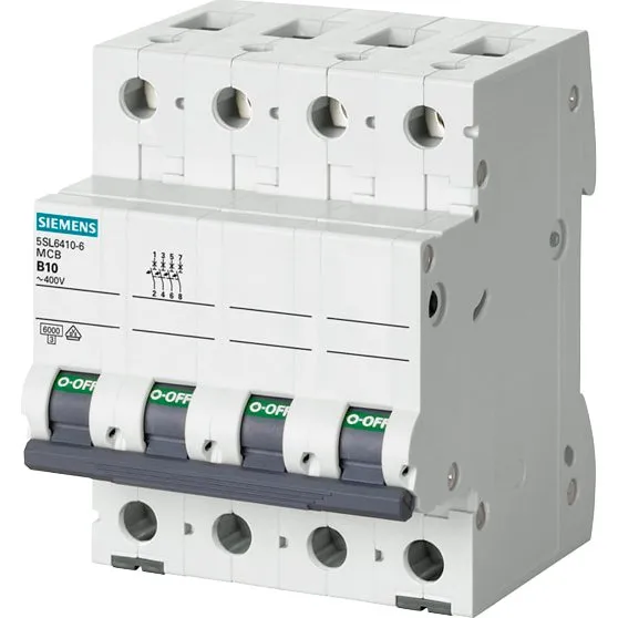 Siemens 5SL 3P+N C16A 6kA Automatsikring Grå