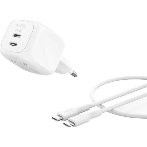 Belkin BoostCharge Pro 50W Dual USB-C GaN Adapter med kabel