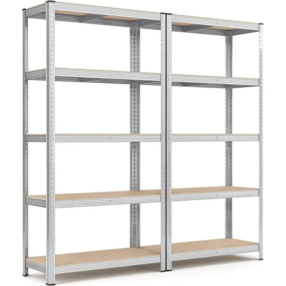 Reolsystem stål 5 hylder, 40×90×180 cm, sølv