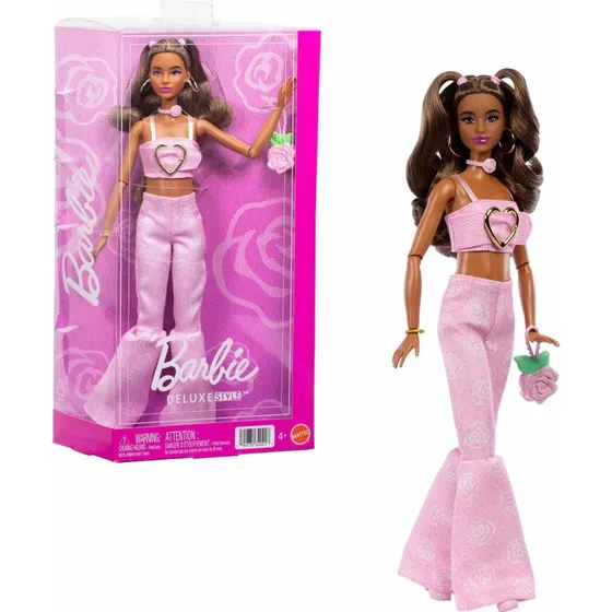 Barbie Deluxe-dukke med denimkjole med stjerneprint