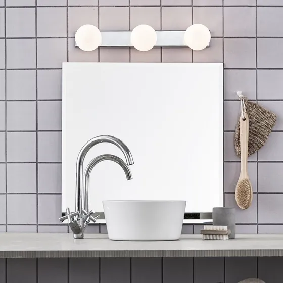 Markslöjd Mini 3 Væglampe Krom/Hvid IP44