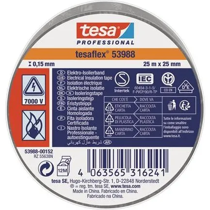 Tesa Isoleringstape Grå 25 mm x 25 m