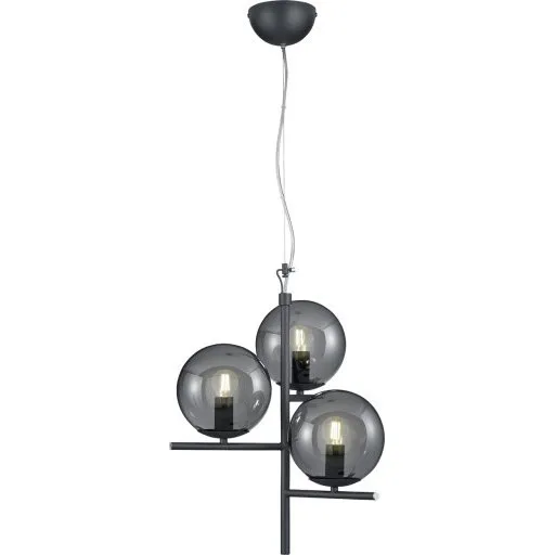 Trio Lighting Pure Pendel, antracit, 3 pære