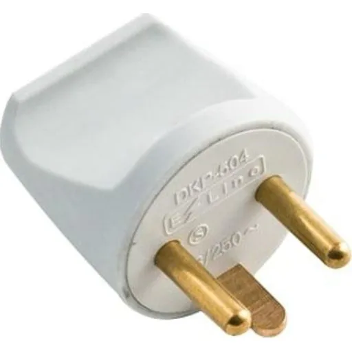 Hvid rund stikprop med jord, 16A, 250V, IP20