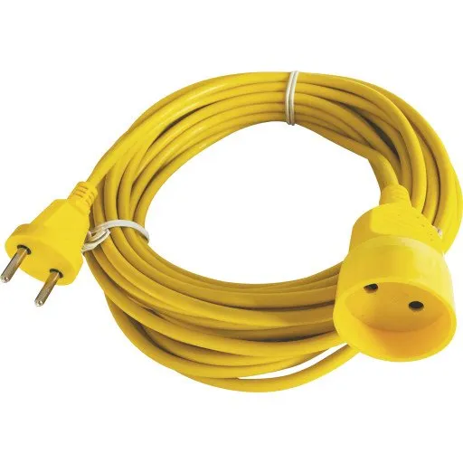 Gul forlængerledning 30 m uden jord, 2x1,0 mm²