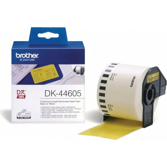Brother DK44605 62mm Sort på Gul Labelrulle