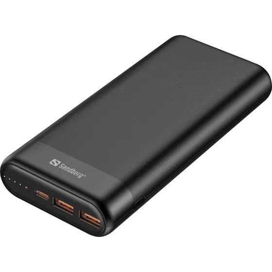 Sandberg Powerbank 20000 PD65W+2xQC3.0, Sort