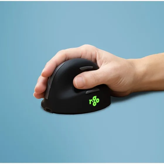 R-Go HE Trådløs Ergonomisk Vertikal Mus, Sort/Sølv, Højre