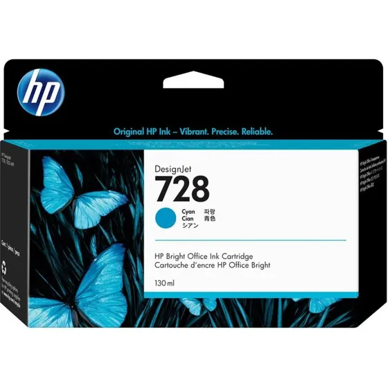 HP 728 Cyan Blækpatron 130 ml
