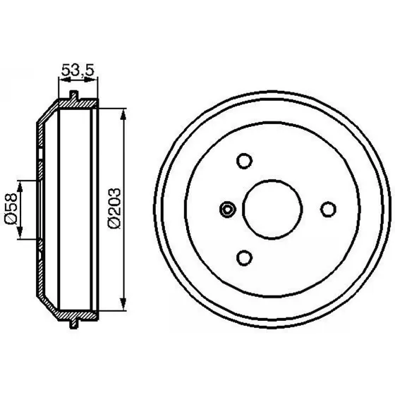 BOSCH Bremsetromle 0 986 477 103, bagaksel, 203 mm