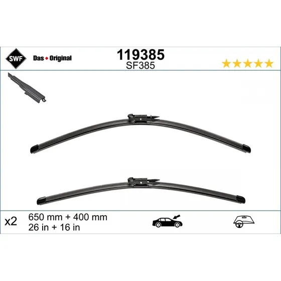 SWF Viskerblade 119385 for Opel Corsa D/E, 2 stk