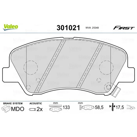 VALEO Bremseklodser 301021 til Hyundai/Kia (Akselsæt)