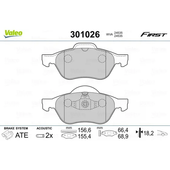 VALEO Bremseklodser 301026 til VW, AUDI, RENAULT