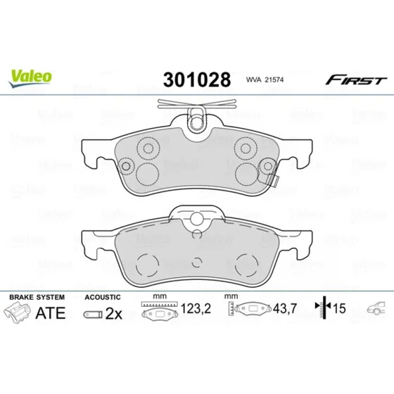 VALEO Bremseklodser 301028 til TOYOTA/YARIS & DAIHATSU/CHARADE