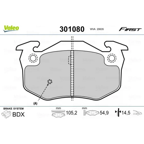 VALEO Bremseklodser 301080 for Renault Clio, Twingo, Super 5