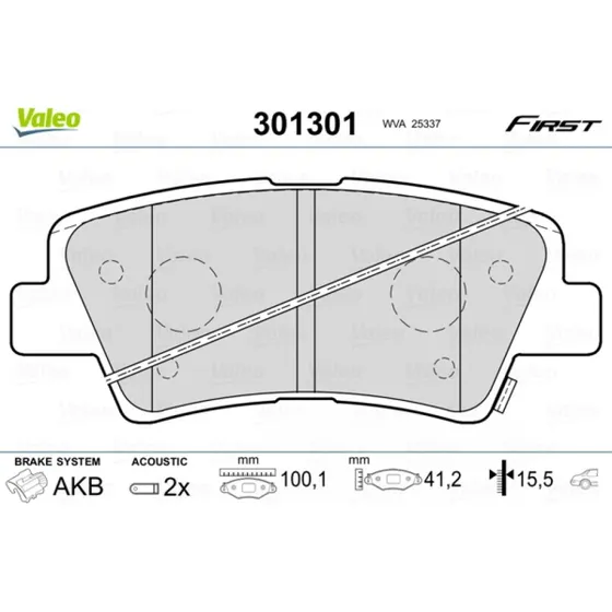 VALEO Bremseklodser 301301 for Hyundai, Kia, Ssangyong