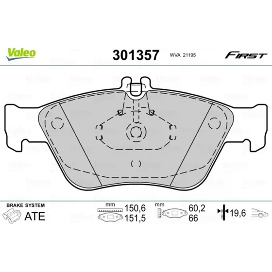 VALEO 301357 Bremseklodser til Mercedes-Benz