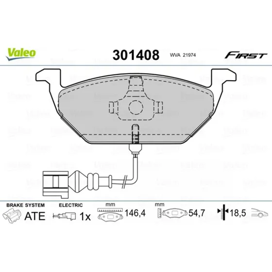 VALEO Bremseklodser 301408 til VW, Audi, Skoda