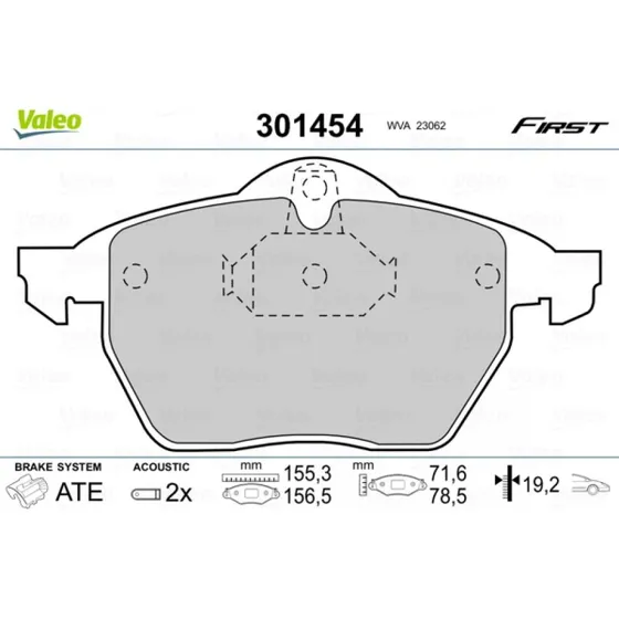VALEO Bremseklodser 301454 til OPEL, CHEVROLET, VAUXHALL