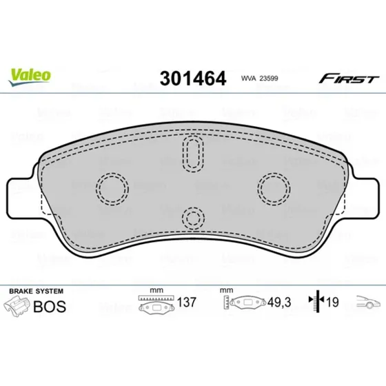 VALEO Bremseklodser 301464 til OPEL, PEUGEOT, CITROËN