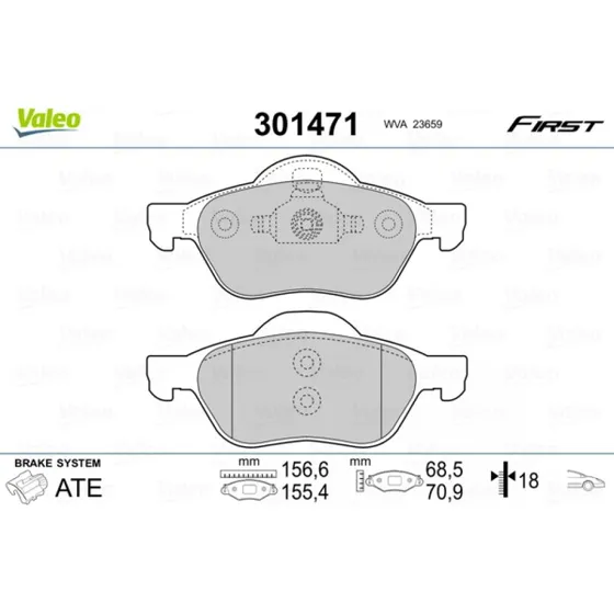 VALEO Bremseklodser 301471 til Renault Espace IV, Laguna II