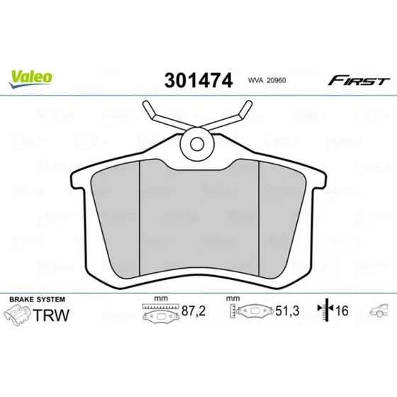 VALEO Bremseklodser 301474 (Akselsæt) for VW, OPEL, Renault