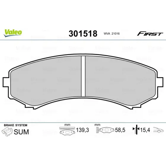 VALEO 301518 Bremseklodser til Mazda og Mitsubishi