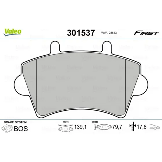 VALEO Bremseklodser 301537 til OPEL, RENAULT, NISSAN